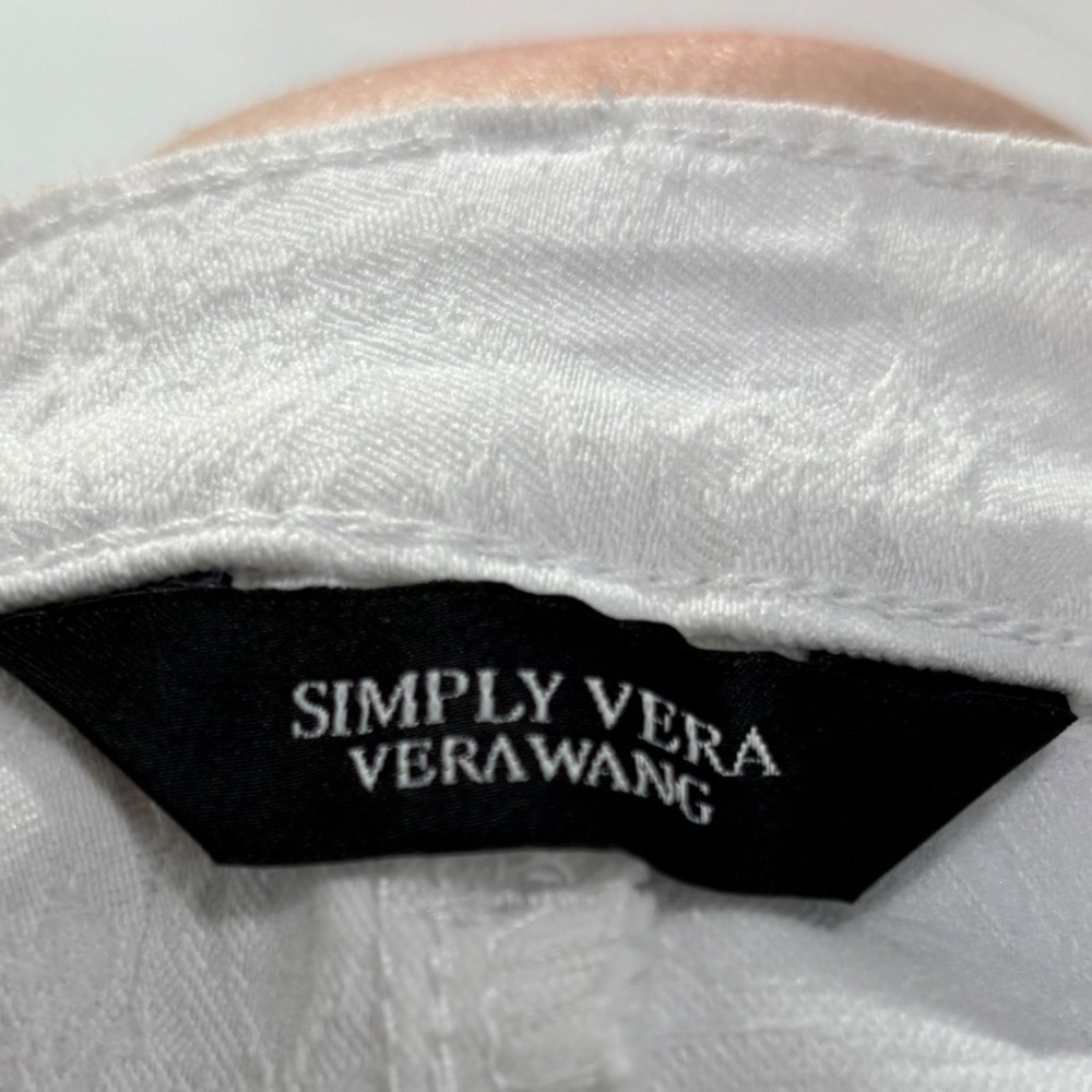 Simply Vera Vera Wang Denim Pants Women 10 White Textured Crinkle Slim Leg - Picture 7 of 7